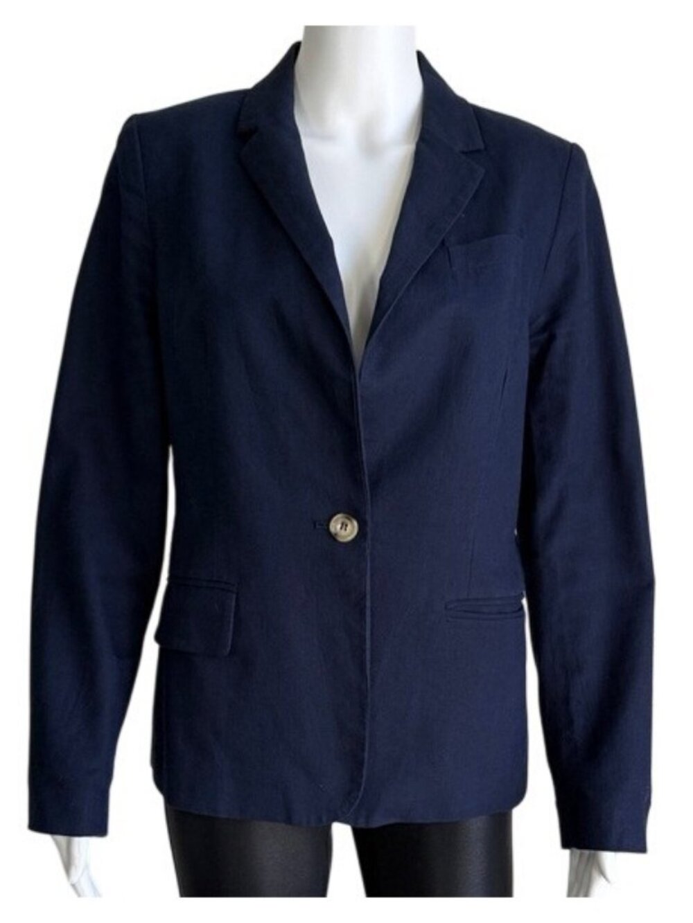 Kenar Linen Blend Tailored Blazer – Navy – Size M